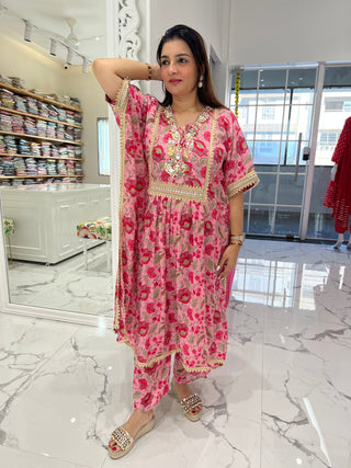 Floral Kaftan with Gota patti