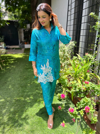 Floral Patch Embroidery Coord Set - Preetibora