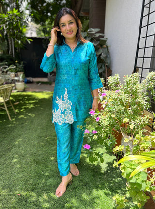 Floral Patch Embroidery Coord Set - Preetibora