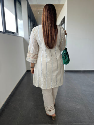 Floral Silver Hand Painted Coord - Preetibora