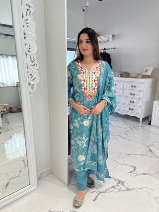 Ivory Thread Modal Silk Suit Set