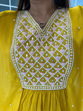 Meadow Yellow Kaftan Coord - Preetibora