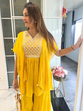 Meadow Yellow Kaftan Coord - Preetibora