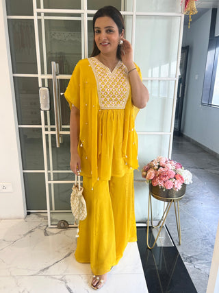 Meadow Yellow Kaftan Coord - Preetibora