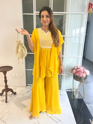 Meadow Yellow Kaftan Coord - Preetibora