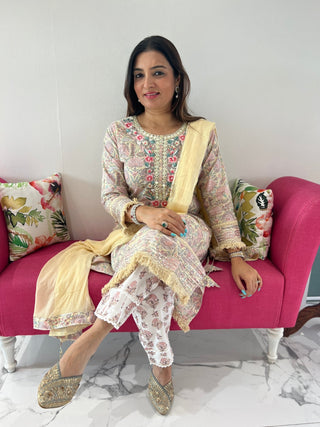 Parsi Embroidery Cotton Suit Set - Preetibora