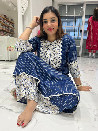 Polka Print Zari Suit Set