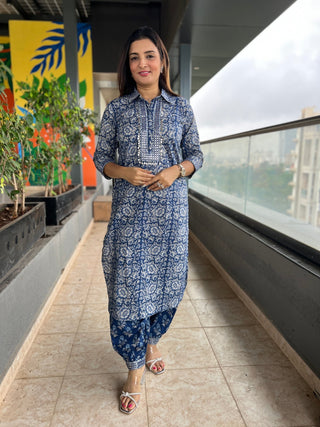 Silver Indigo Afghani Coord Set - Preetibora