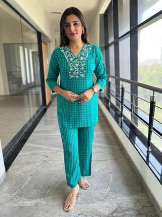 Stripe Coord with Pearl and Sequence Embroidery - Preetibora