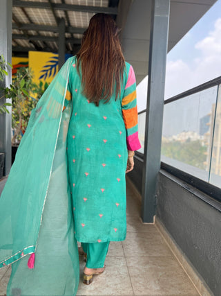 Sunshine Placement Dupatta Set - Preetibora