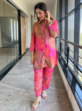 Tie Dye Coord with Sequence and Beads - Preetibora