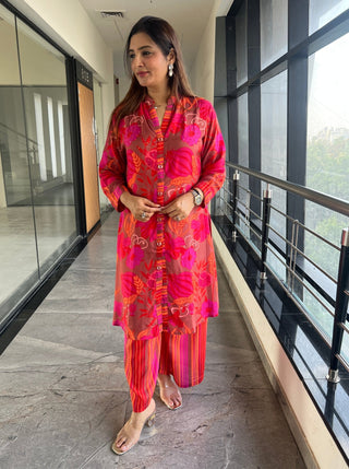 Wildflower Coord with Striped Pants - Preetibora