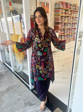 Wine Zipper Young Kurta Set - Preetibora