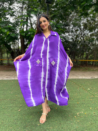 Zardozi and Tie Dye Kaftan Dress - Preetibora