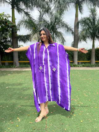 Zardozi and Tie Dye Kaftan Dress - Preetibora