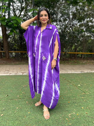 Zardozi and Tie Dye Kaftan Dress - Preetibora